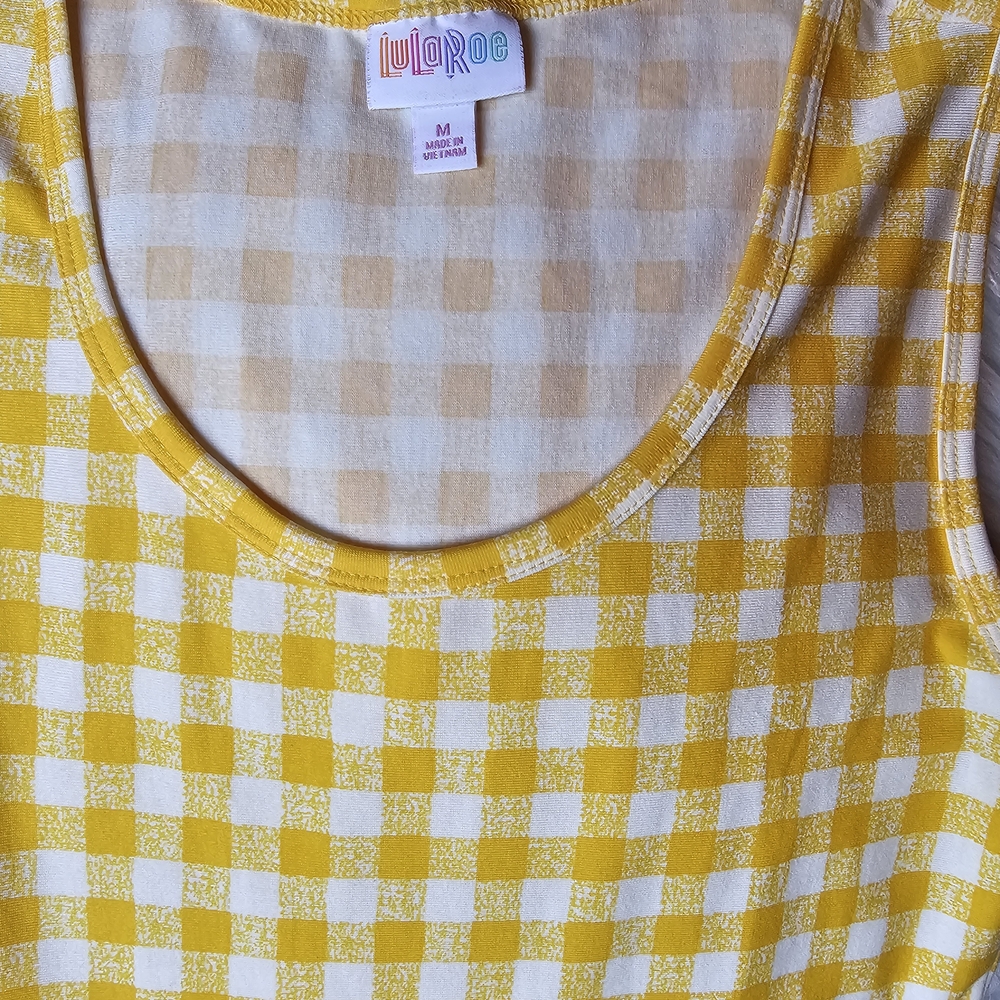 LuLaRoe Yellow Gingham Sleeveless Dress - Picture 2 of 5